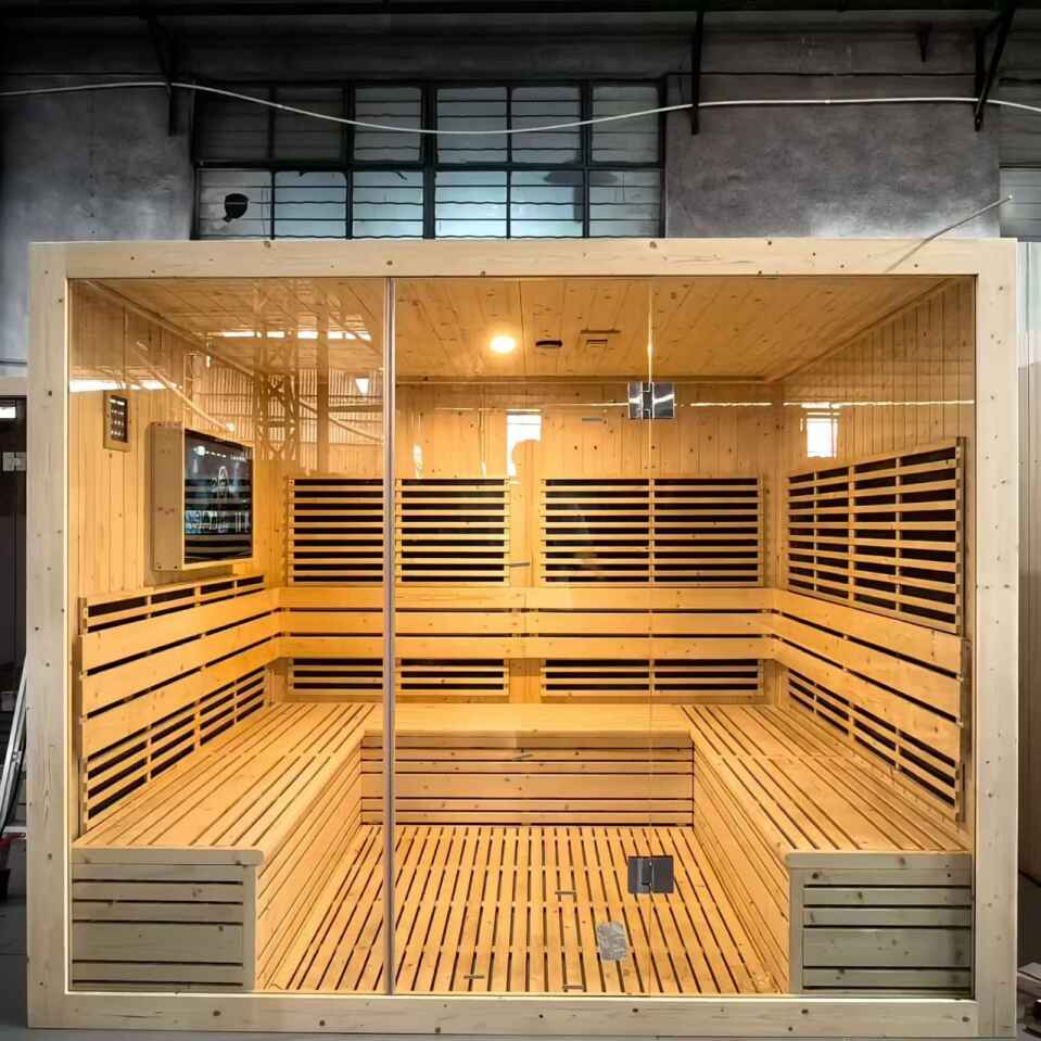 Ruang Sauna Inframerah Jauh Kayu Sauna 5-10 Orang dengan TV LCD