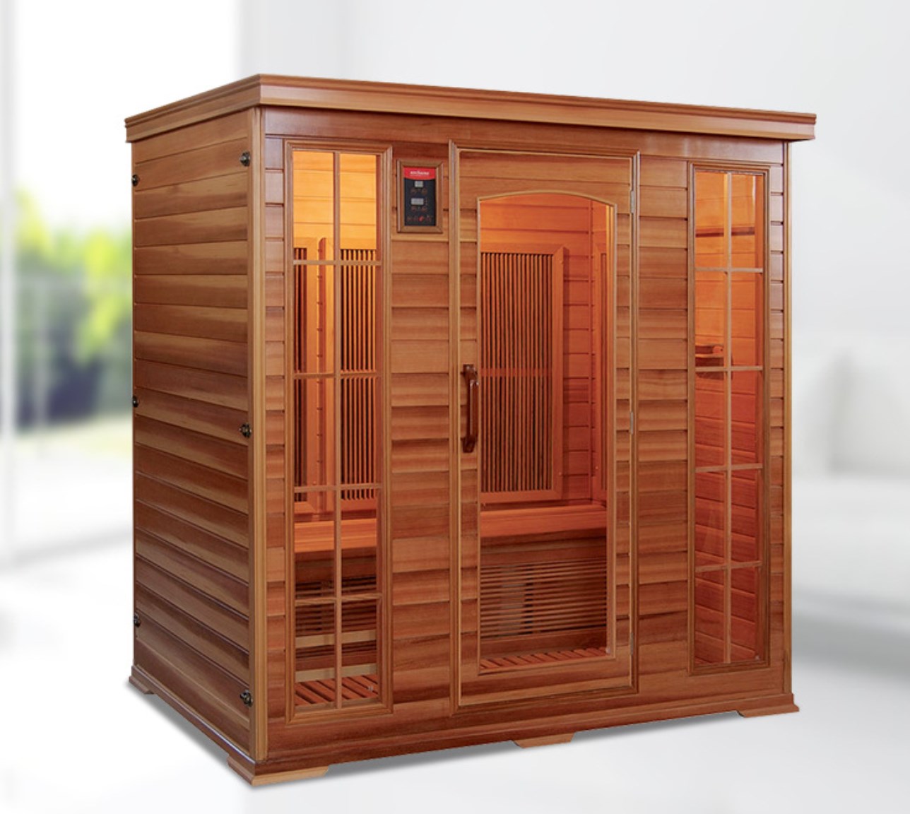 Penggunaan di Rumah untuk 3-4 Orang Sauna Inframerah Jauh Cedar Merah